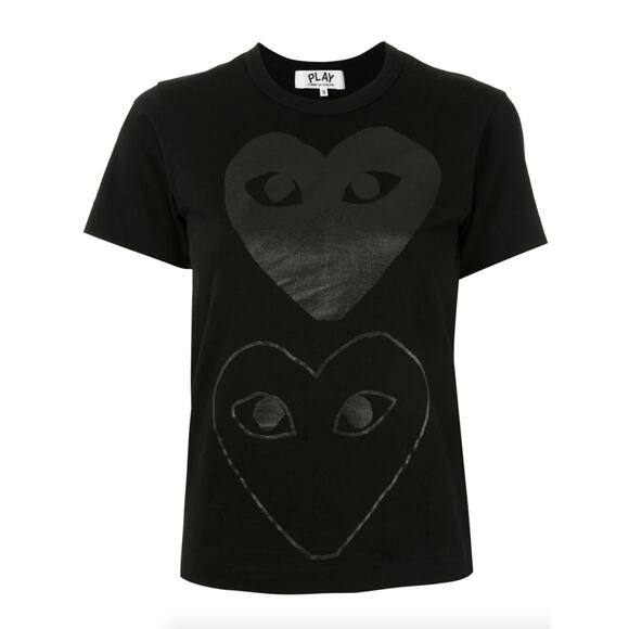 COMME des GARCONS PLAY | Double Hearts Graphic T-Shirt 'Black Black' XS - Picture 2 of 9